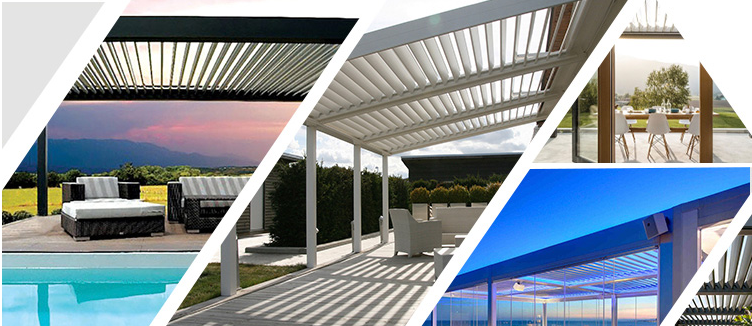 Wasserdichte Lamellenblätter für den Außenbereich, manueller Aluminium-Pergola-Gartenbau-Pavillon
