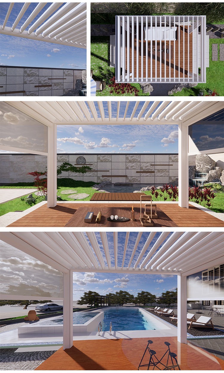 Anwendung für verstellbare Aluminium-Pergola mit Lamellendach