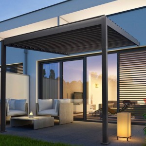 Wandmontierte 3 x 3 m große Aluminium-Pergola