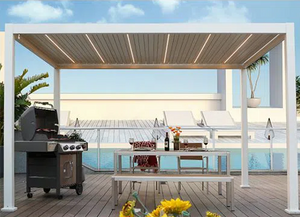 Metallmarkise, ferngesteuerter Pavillon, Lamellendach, Terrassenabdeckung, Aluminium, moderne Pergola für Sonnenschirm